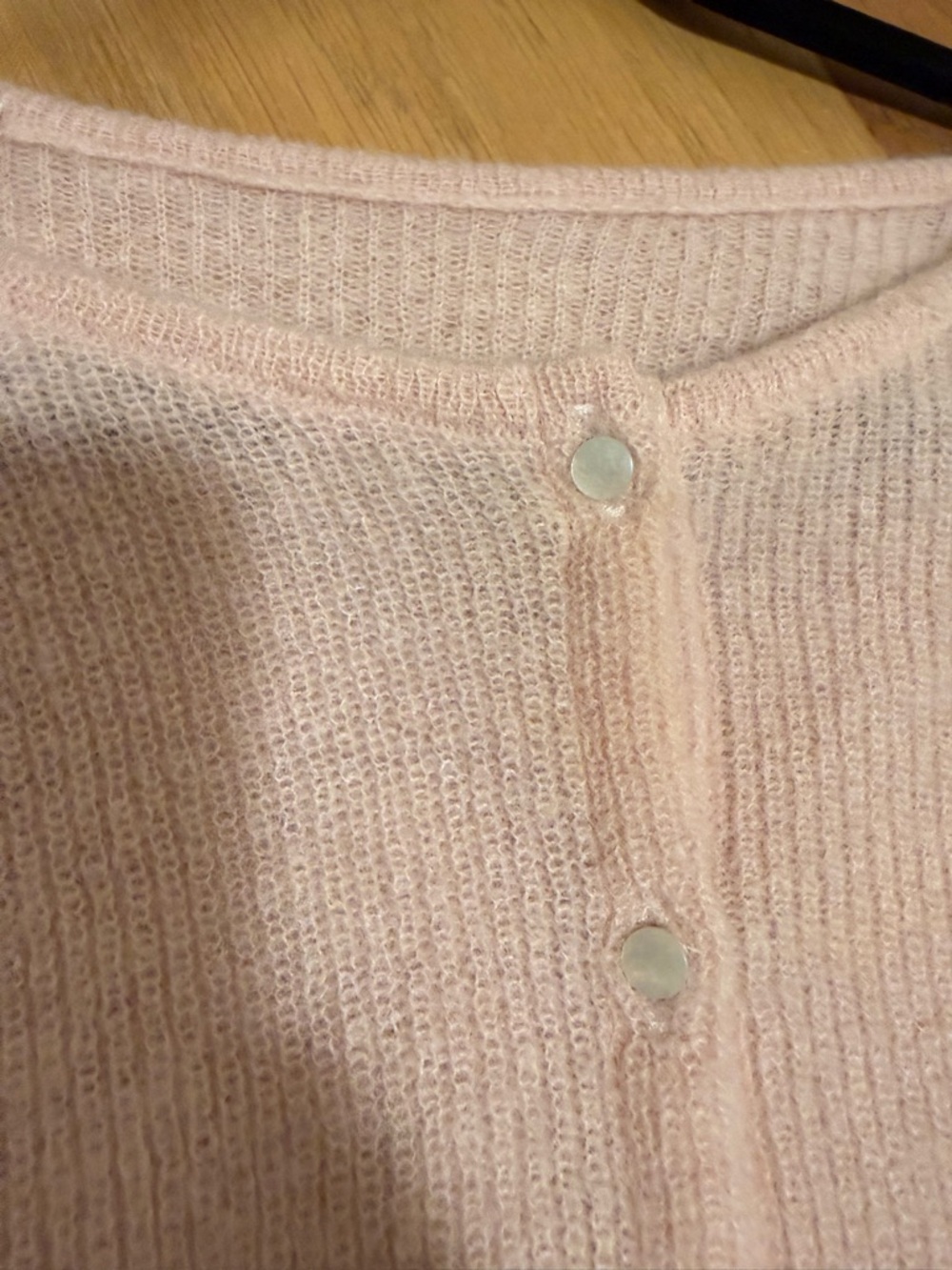 Sezane Light Pink Women's Button-Front Sweater Cardigan - Picture 5 of 7